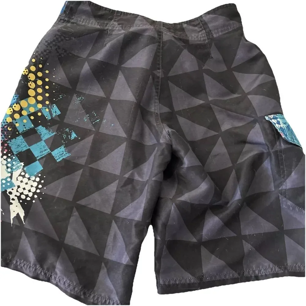 Adult Mens Womens OP Ocean Pacific Swim Wear Shorts Size 30 Vintage Abstract Geo